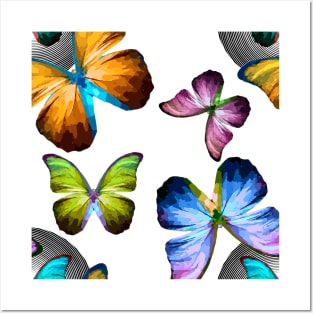 Realm of Morpho Blue and Rainbow Butterflies Posters and Art